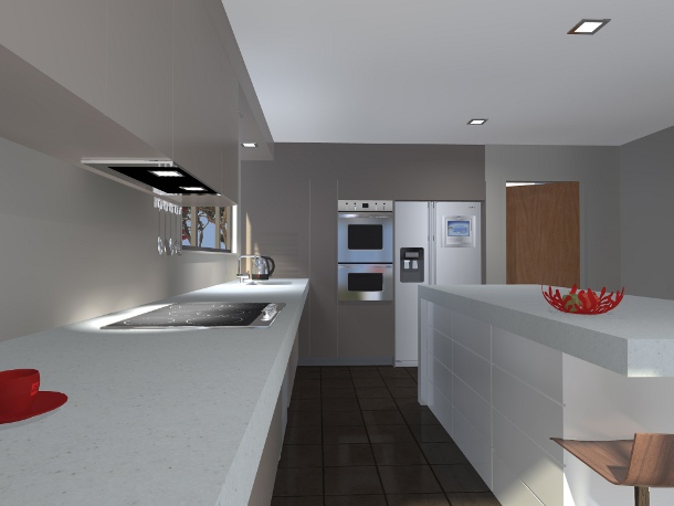 Photorealistic render of kitchen